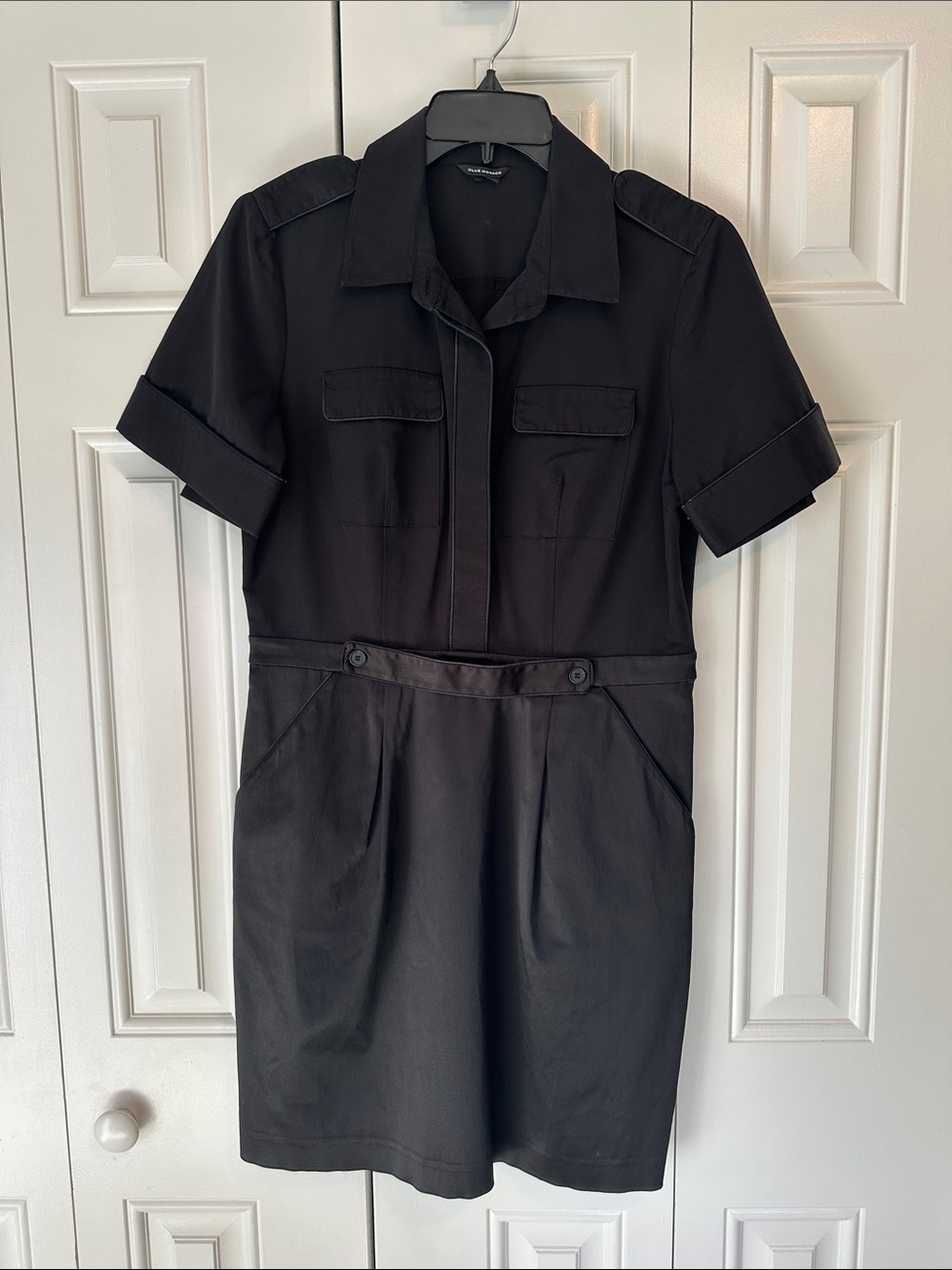 Club Monaco Black Short-Sleeve Shirt Dress